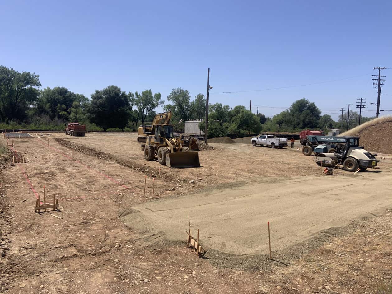 Excavating property to prepare for concrete foundation